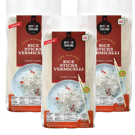 Best Taste of Thailand - Rice Stick Vermicelli 1mm 30-Pk (3 x 340gr) - 30-Pack (400 gr)
