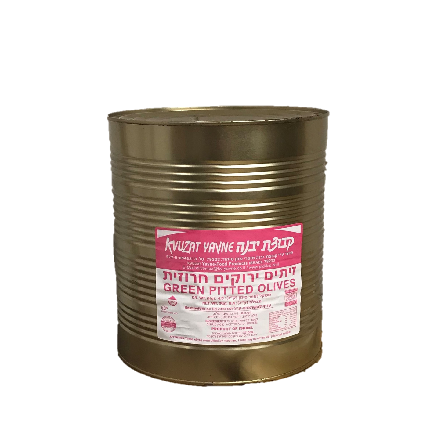 Kvuzat Yavne - Green Olives Pitted (Bulk) 9L - 2-Pack (9 lt)